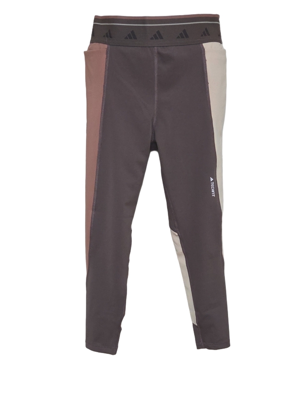 adidas Brown, Beige & Tan Colorblock Performance Leggings Medium Sz [1990]